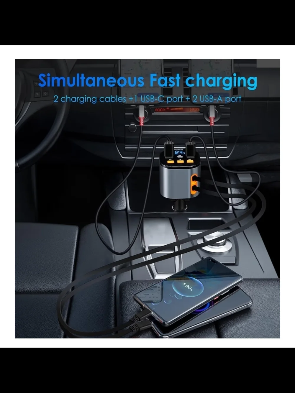 Super Fast Charge 5-in-1 Car Charger - Black